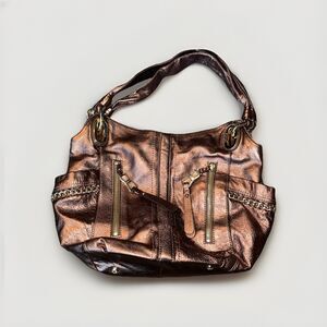B Makowsky Soft Leather Bronze Shoulder Bag
